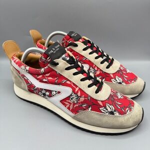 rag & bone‎ Shoes Mens US 8 EU 41 Red Floral Retro Mixed Media Runner Sneakers